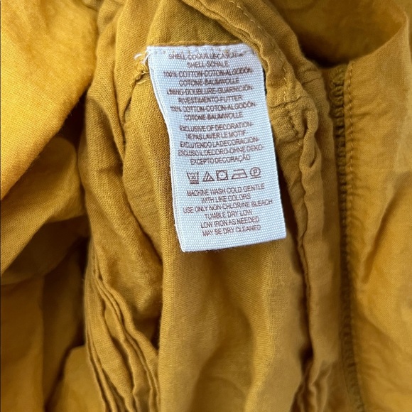 Free People Mini Dress Mustard Yellow Boho Embroidered Ruffle XS Hippie Festival - Picture 6 of 6